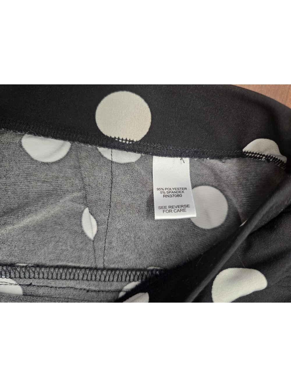 Cato Womens 14/16W Black White Polka Dot Wide Leg Pants Pull On Strecth Palazzo - Picture 5 of 11